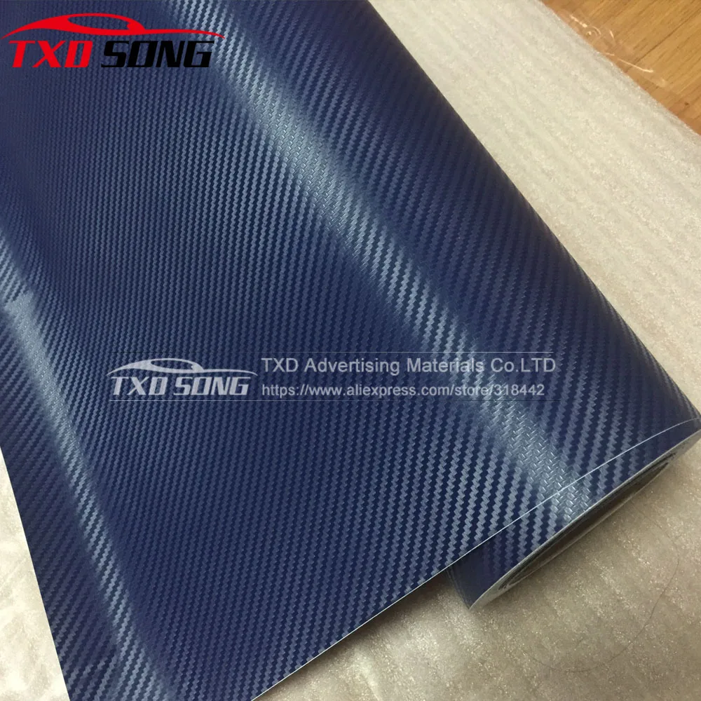 Free shipping Dark blue 3D carbon fiber vinyl with size 1.52*30m/Roll