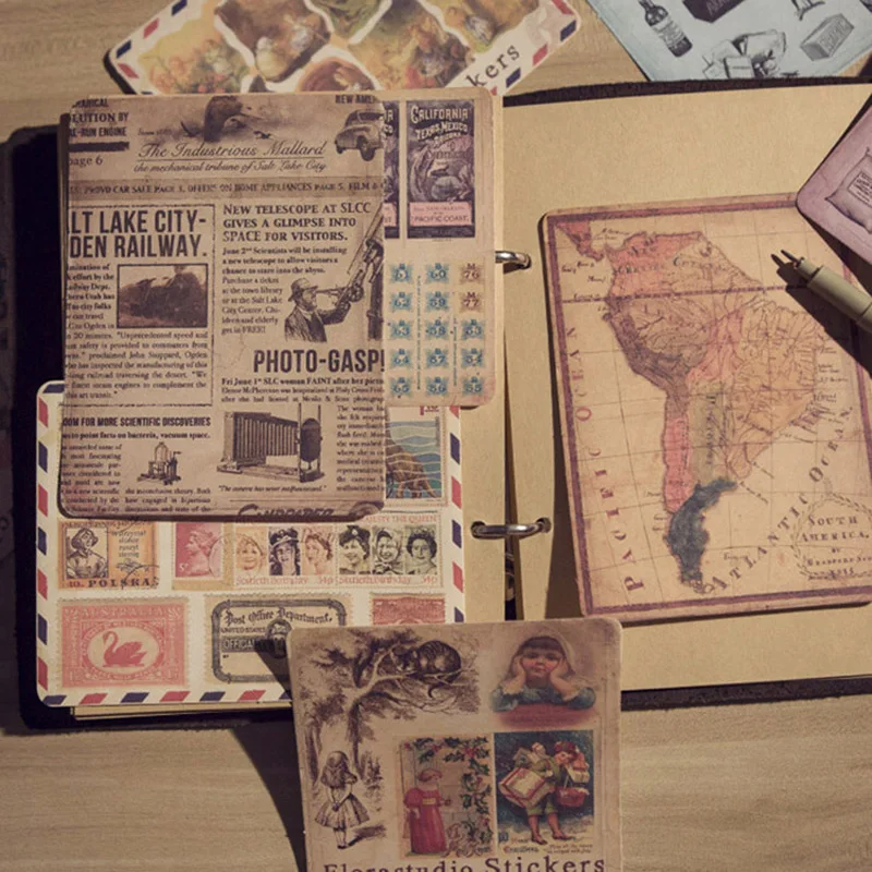 

10pcs Vintage Stamp Stationery Stickers Retro Stickers Novelty Adhesive Stickers For Kids DIY Scrapbooking Diary Photos Albums