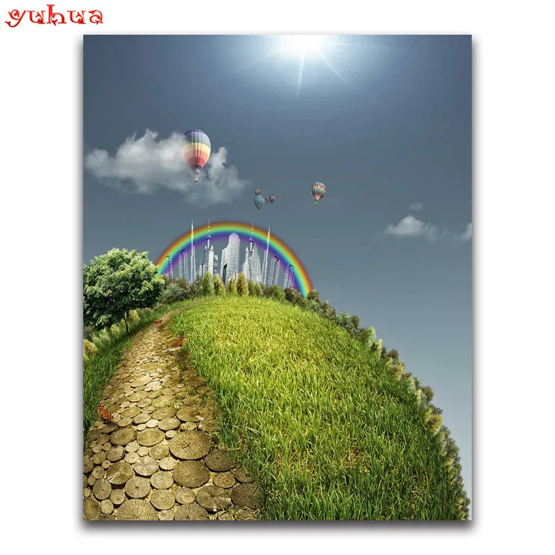 Full Square Diamond embroideryGrassland Full Round Diamond painting Cross stitch landscape DIY 3D Diamond mosaic colorful fire Art_