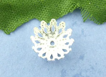 

DoreenBeads Alloy Beads Caps Flower silver color Flower Hollow Pattern 9.0mm( 3/8") x 9.0mm( 3/8"), 65 PCs Hot new
