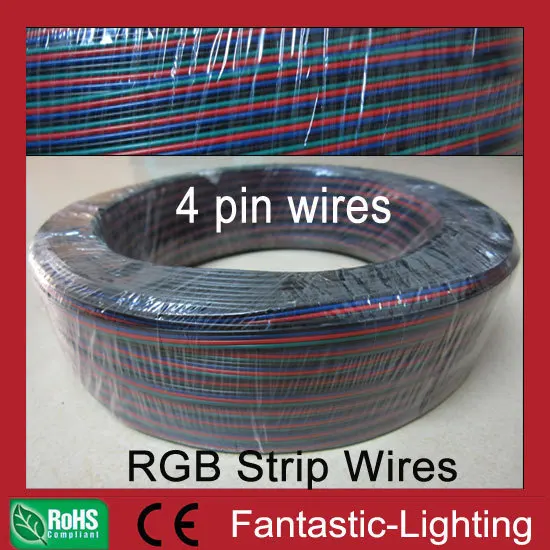 590 м/лот RGB 4-контактный черный/зеленый/красный/синий кабель-удлинитель провода AWG20 для светодиодной ленты RGB светильник