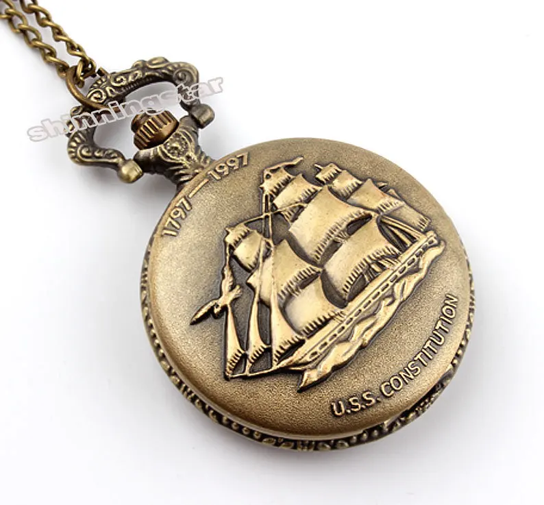 Прямая поставка античное бронзовое парусиновое ожерелье с кораблем карманная