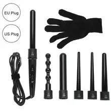 5/6 в 1 Профессиональная сменная Плойка для завивки волос керамическая плойка с анти-кондитерская перчатка США/ЕС вилка щипцы для завивки волос набор