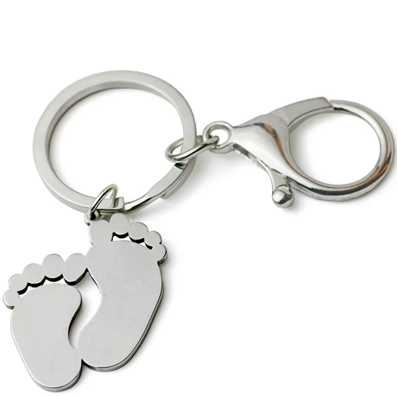 

Personalized Baby Foot Key Chain Stainless Steel Baby Name And Birth Date Engraved New Baby Gift Mother's Day Gift for Mom