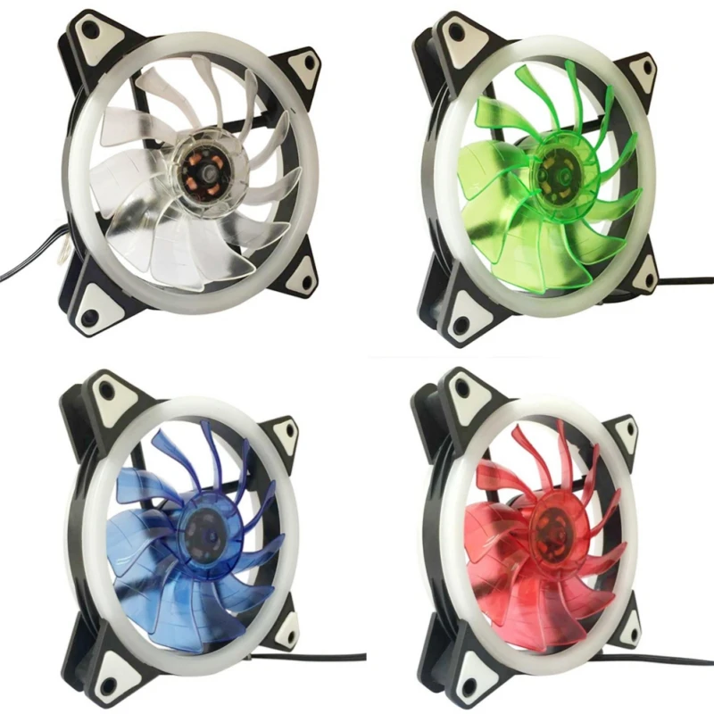 

120mm LED Ultra Silent Computer PC Case Fan 15 LEDs 12V With Rubber Quiet Molex Connector Easy Installed Fans