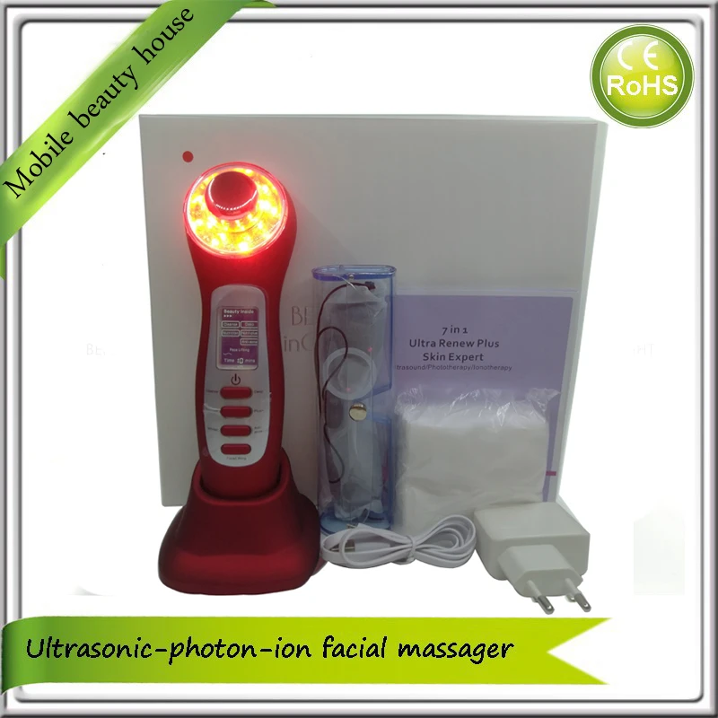 

3MHZ Ultrasound Galvanic Current Photon Rejuvenation Skin Tightening Whitening Vibrating Face Beauty Care Massager Machine