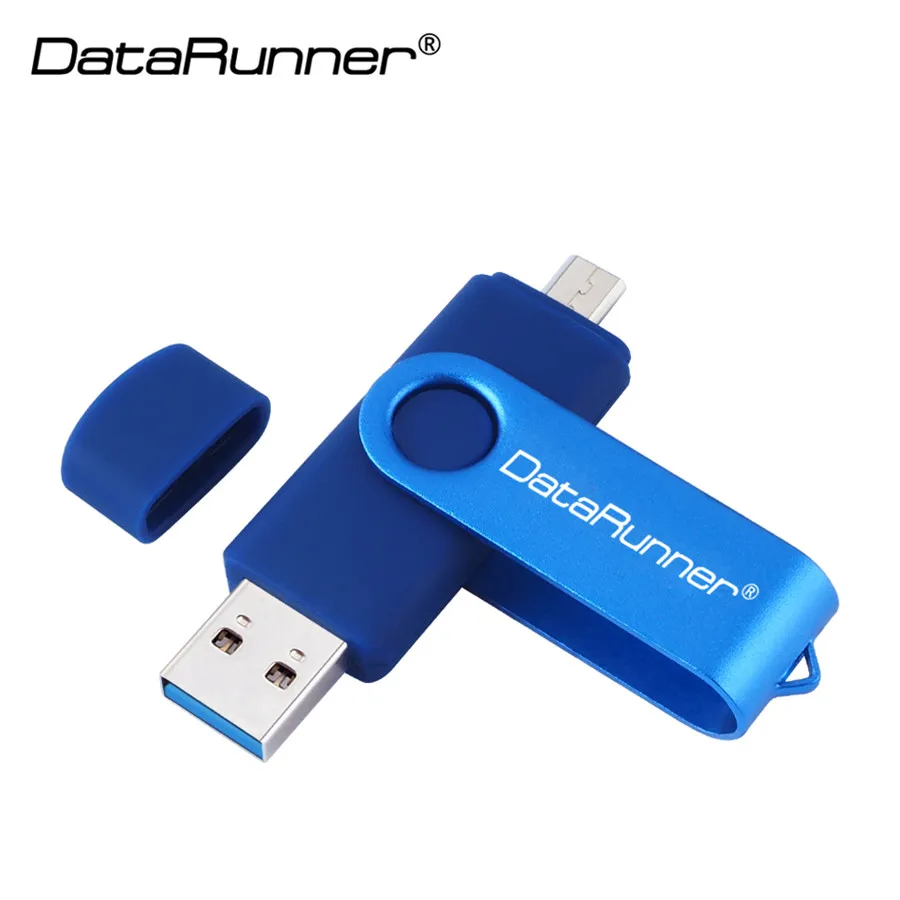 DataRunner OTG USB флеш-накопитель 256 ГБ 128 ГБ высокоскоростная Usb флешка 3,0 флеш-накопитель 64 ГБ 32 ГБ 16 ГБ 8 ГБ Флешка для смартфонов на базе Android - Цвет: Dark Blue