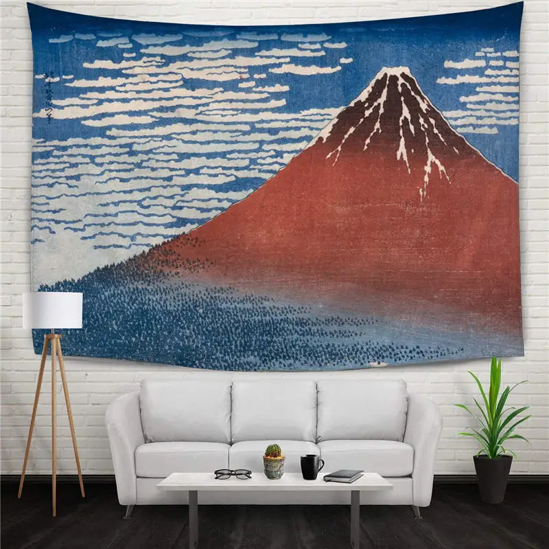 

Teens Dorm Decor Tapestry Wall Hanging Fujiyama Printing Tapestry Polyester Fabric Fuji Montain Volcano Eruption Banner