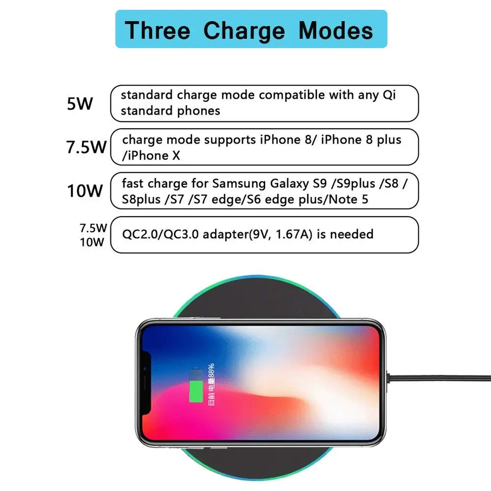 QI Беспроводное зарядное устройство 10 Вт для iPhone 12 mini X XR XS Max 8 Qi Беспроводная