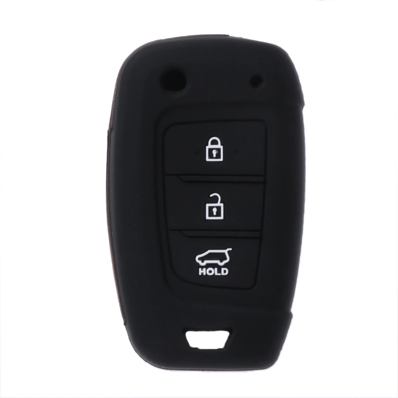 

3 Buttons Silicone Car Key Fob Cover Case For Hyundai Elantra Solaris 2017 Santa