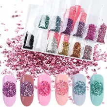 6 шт. сломанный стеклянный камень для ногтей блестки маленький гравий голографический 3D хлопья блестки неровные золотые драгоценные камни кончик дизайн ногтей Декор JI6BLS