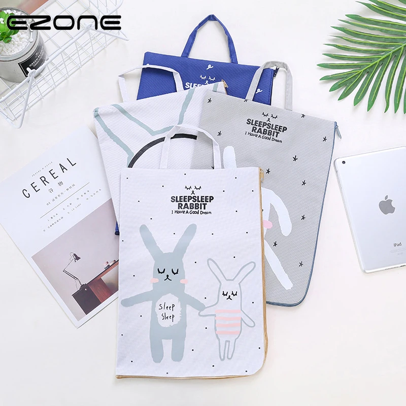 

EZONE cUTE Cartoon File Bag Kawaii Rabbit Printed Document Bag Larger Simple Oxford Cloth Documents Folder School Office Supply