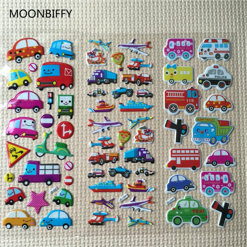 6PCS / lot Mixed Cartoon Bubble Stickers Transport Cars Children Kids Girls &amp Boys Decoration Christmas Gift | Игрушки и хобби