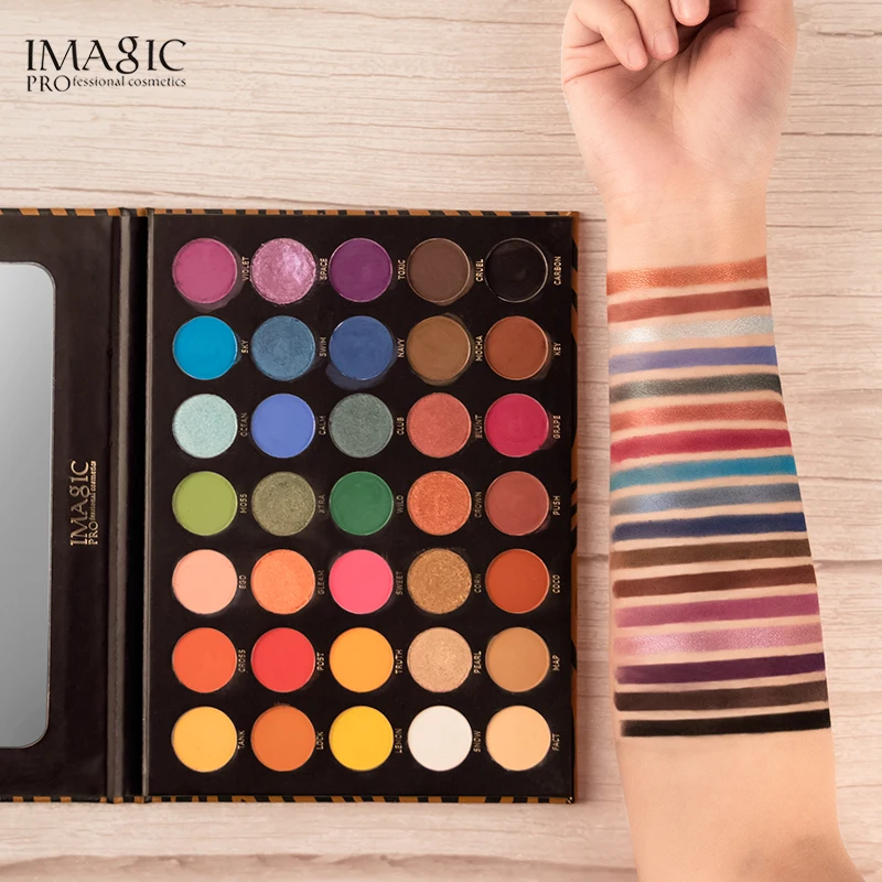 

ICAGIC Beauty 35 kleur Matte oogschaduw palet Flash fluorescerende waterdichte make-up pigment oogschaduw palet