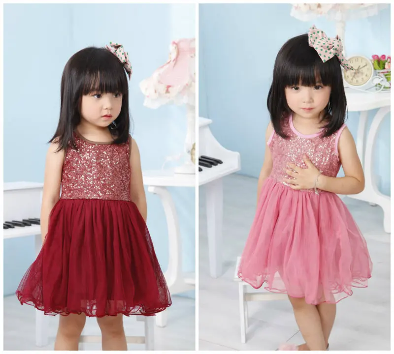 2015 kids clothes for girls toddler baby sequin tulle ...