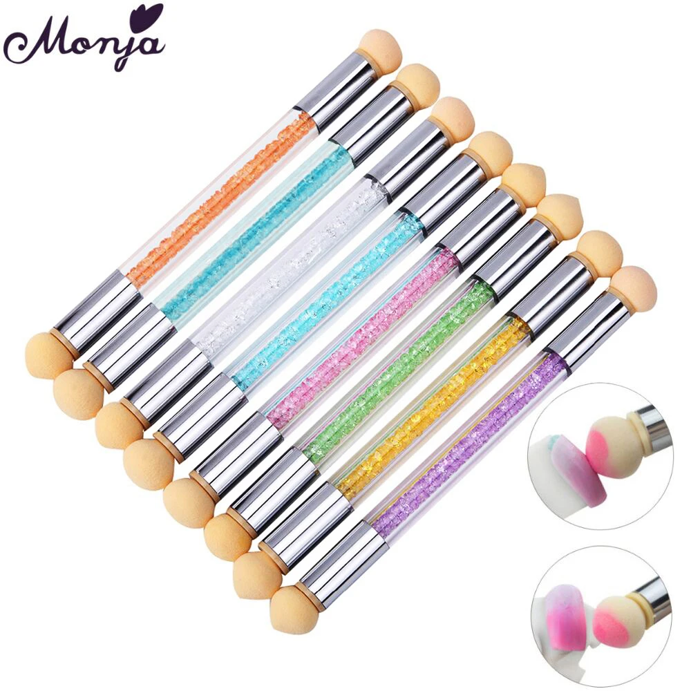 

Monja Double End Nail Art Gel Polish Color Gradient Blooming Transfer Stamping Dotting Sponge Brush Pen Manicure Tool