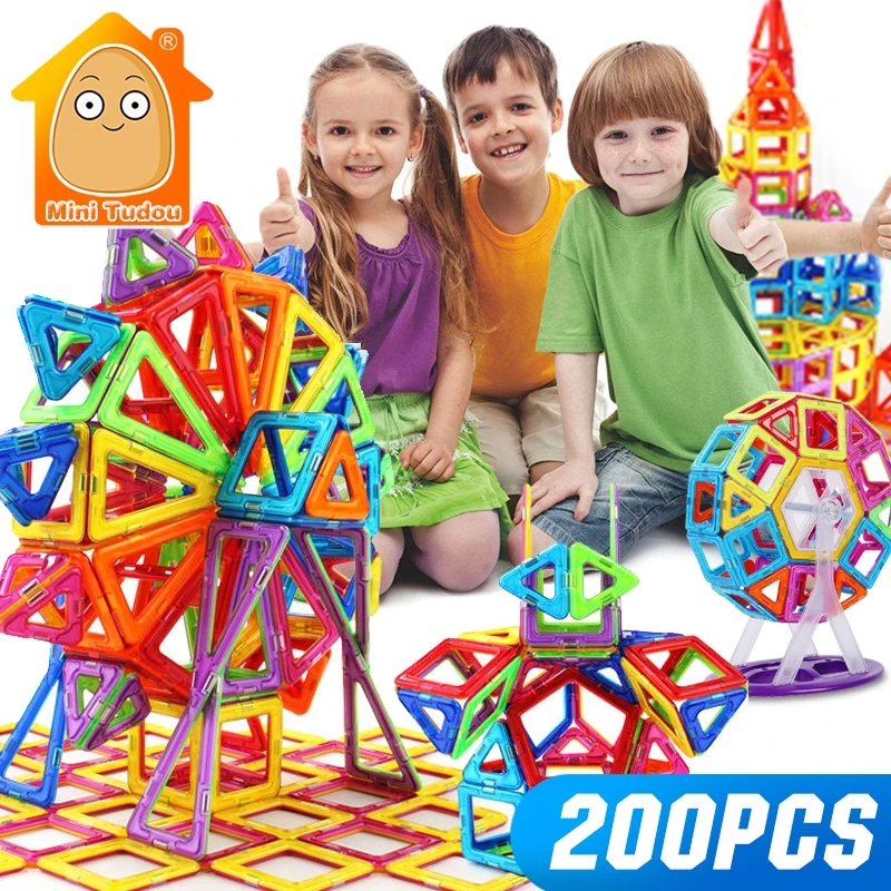 Juguete magnético para construir para niños y niñas, bloques educacionales para hacer diseños, 46-200 piezas