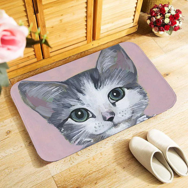 

New Cartoon cat printed 40x60cm outdoor entrance doormat small area rug for bedroom kitchen hallway doormat anti-slip door mat