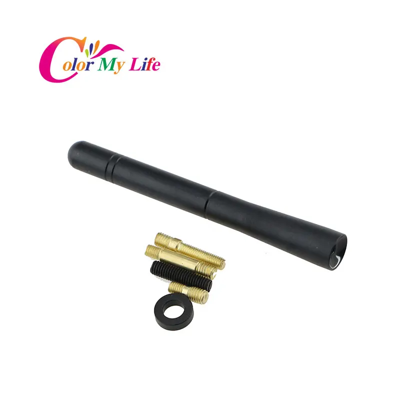 Color My Life Car Stainless Steel Chrome Short Radio Antenna for Ford Fiesta Ecosprot for Ford Focus 2 3 Kuga Escape Accessories