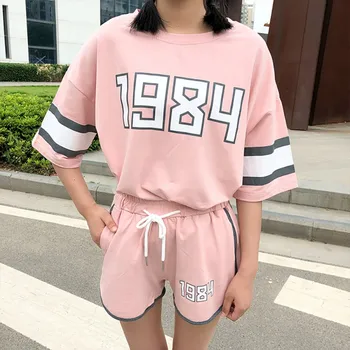 

Cute Girl Sweet Summer Color Block Student Fresh T-Shirt Top + Pockets Shorts Fashion Two-piece Set