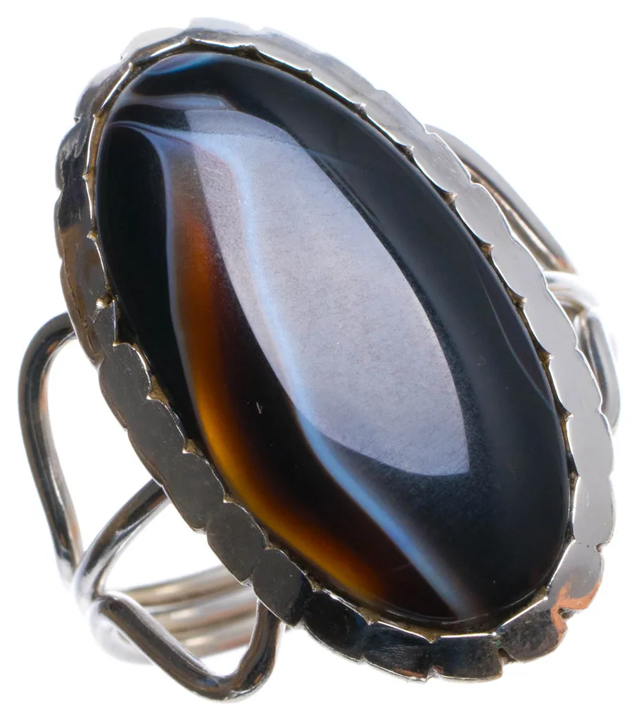Natural Botswana Agate Handmade Unique 925 Sterling Silver Ring, US