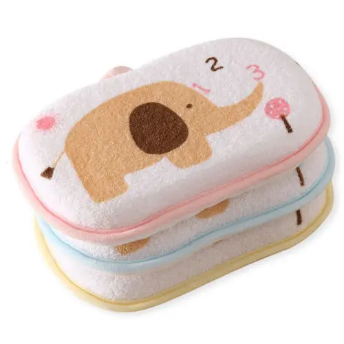 NEW Baby Sponges Bath Brushes Cartoon Animal Print Infant Cotton Shower