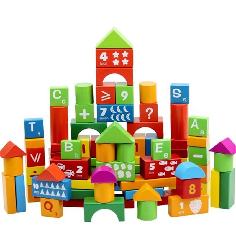 WYNLZQ 100 шт/партия деревянные игрушки цифры блок игра, развитие рождественские подарки игрушка для детей детский сад блоки цвета - Цвет: Colorful