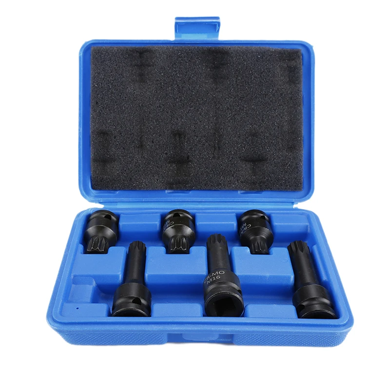 

2019 100% Brand New High Quality 1/2 "Tooth Force Power Impact Wrench Socket Nut Set M14 M16 M18 6pcs/set Free shipping HWC
