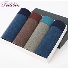 Feilibin, 4 шт./партия, мужские трусы,, мужские боксеры комфортные, хлопковые боксеры, мужские боксеры, шорты боксеры, плюс размер, мужское нижнее белье