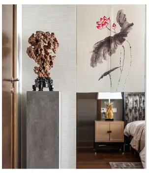 

Chinese style wash painting lotus flower cloth half door window curtain home decoration bedroom living room kitchen household