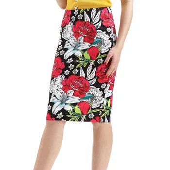

Sexy Elastic Sheath Package Hips Pencil Skirts Fashion Floral Women Party Skirt New Office Ladies Plus Size Casual Summer Skirt