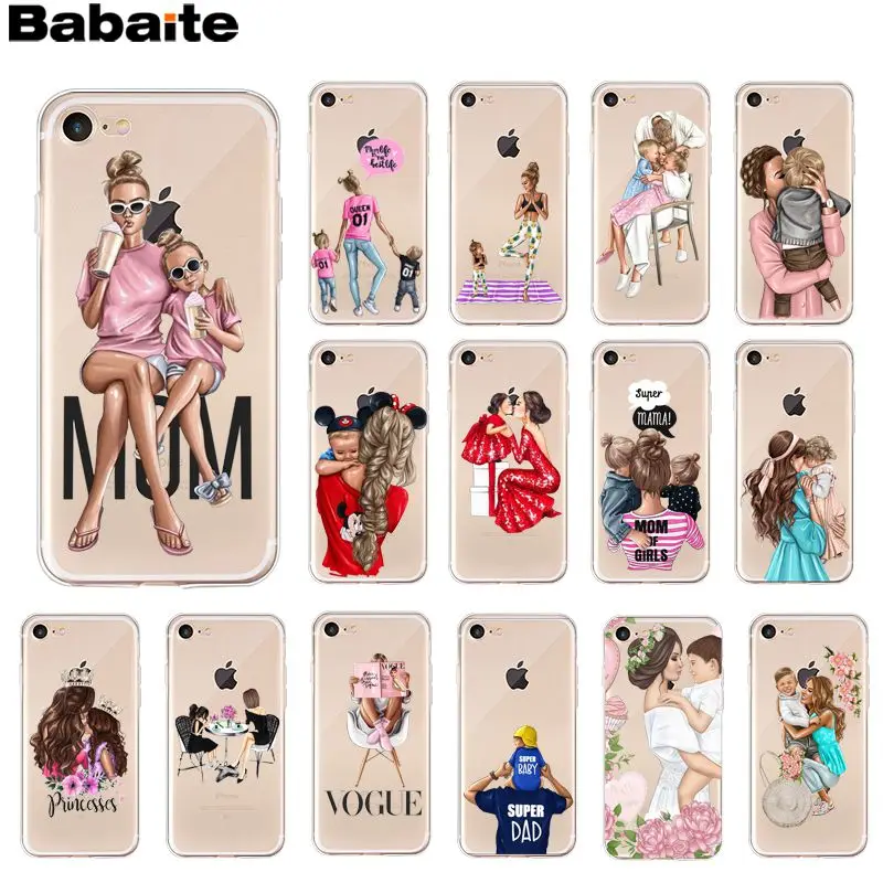 Babaite Black Brown Hair Baby Mom Girl Queen Customer High Quality Phone Case for iPhone 8 7 6 6S Plus X XS MAX 5 5S SE XR Cover