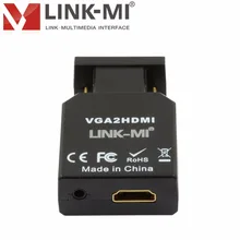 LM-VH06 Mini vga to hdmi adapter with metal case Mini VGA+R/L analog converts analog PC (RGBHV )and audio signal to digital HDMI