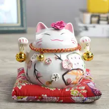 Lucky Cat керамическая копилка фарфоровая кошка, поросенок Банк Гостиная Декор талисман ремесла Милая статуя кота гончарная коробка для денег 05573