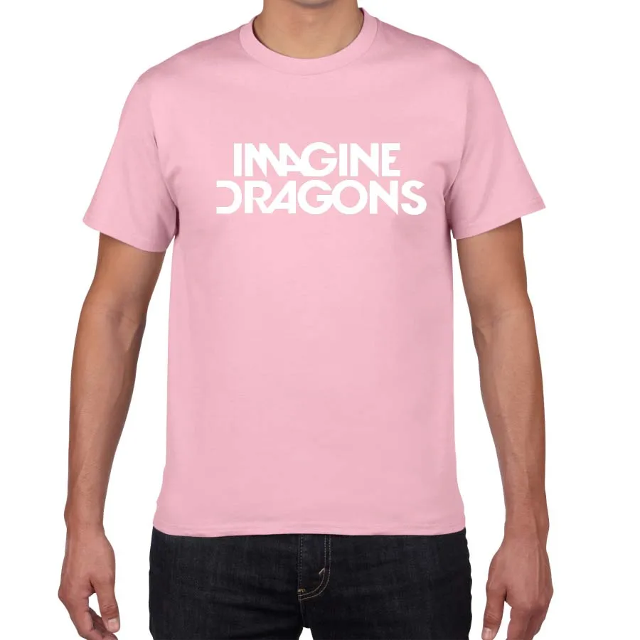 Новинка, футболка для мужчин в стиле Харадзюку с надписью IMAGINE Dragon pok, хлопок, повседневная рок-группа, уличная одежда, мужская футболка