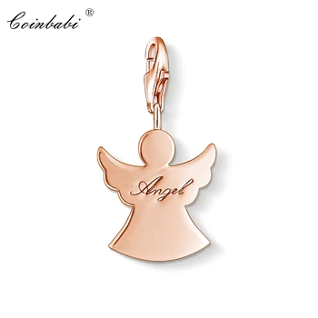 

Charm Pendant Rose Guardian Angel,2018 Fashion Jewelry Trendy Real Pure 925 Sterling Silver Gift For Women Fit Bracelet Necklace