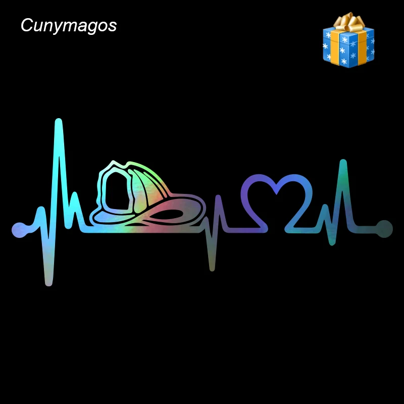 Firefighter Fireman Helmet Heartbeat Lifeline Car Sticker Vinyl Car