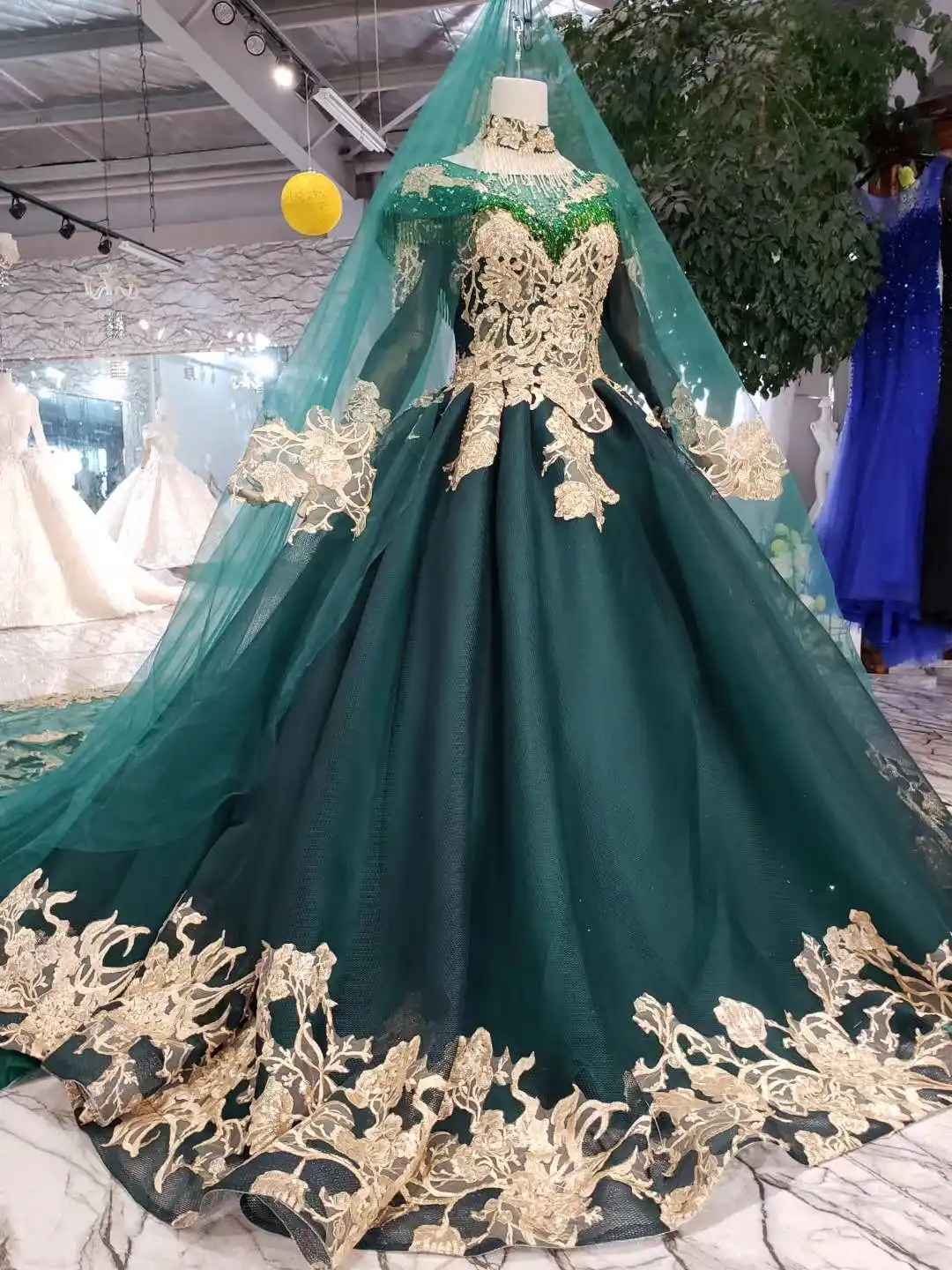Emerald green and gold gowns Clearance