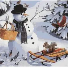 21138 снеговик с животными друзья-краска комплекты номеров для взрослых DIY