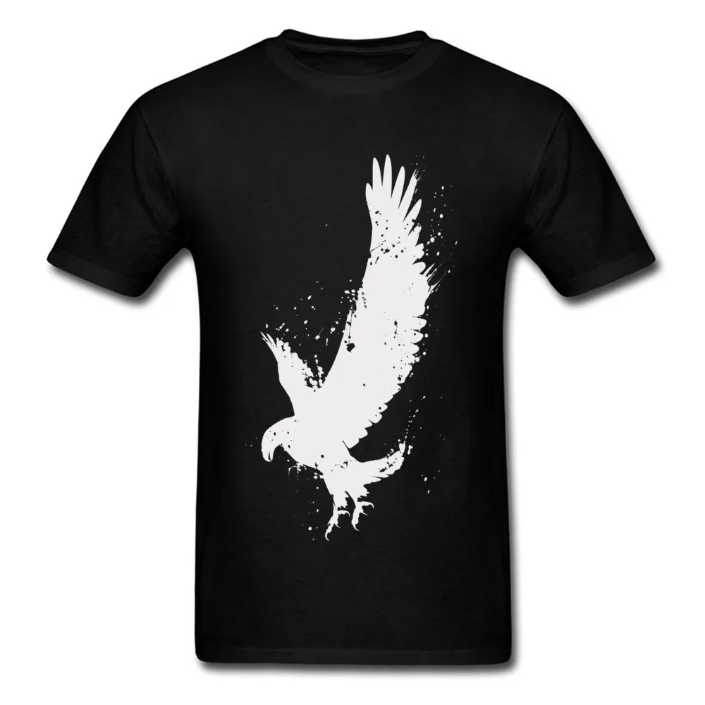 Print Normal Summer/Fall Cotton Fabric O-Neck Men Tees Birthday Tee-Shirt Classic Short Sleeve Tshirts Top Quality Eagle Brush Strokes Splatters On Dark black