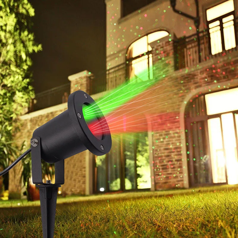 DCOO Laser Light Solar Projector Spotlights 2LED Red&Green Star Point Outdoor Lamp DJ Disco Lighting Garden Party Stage Decor