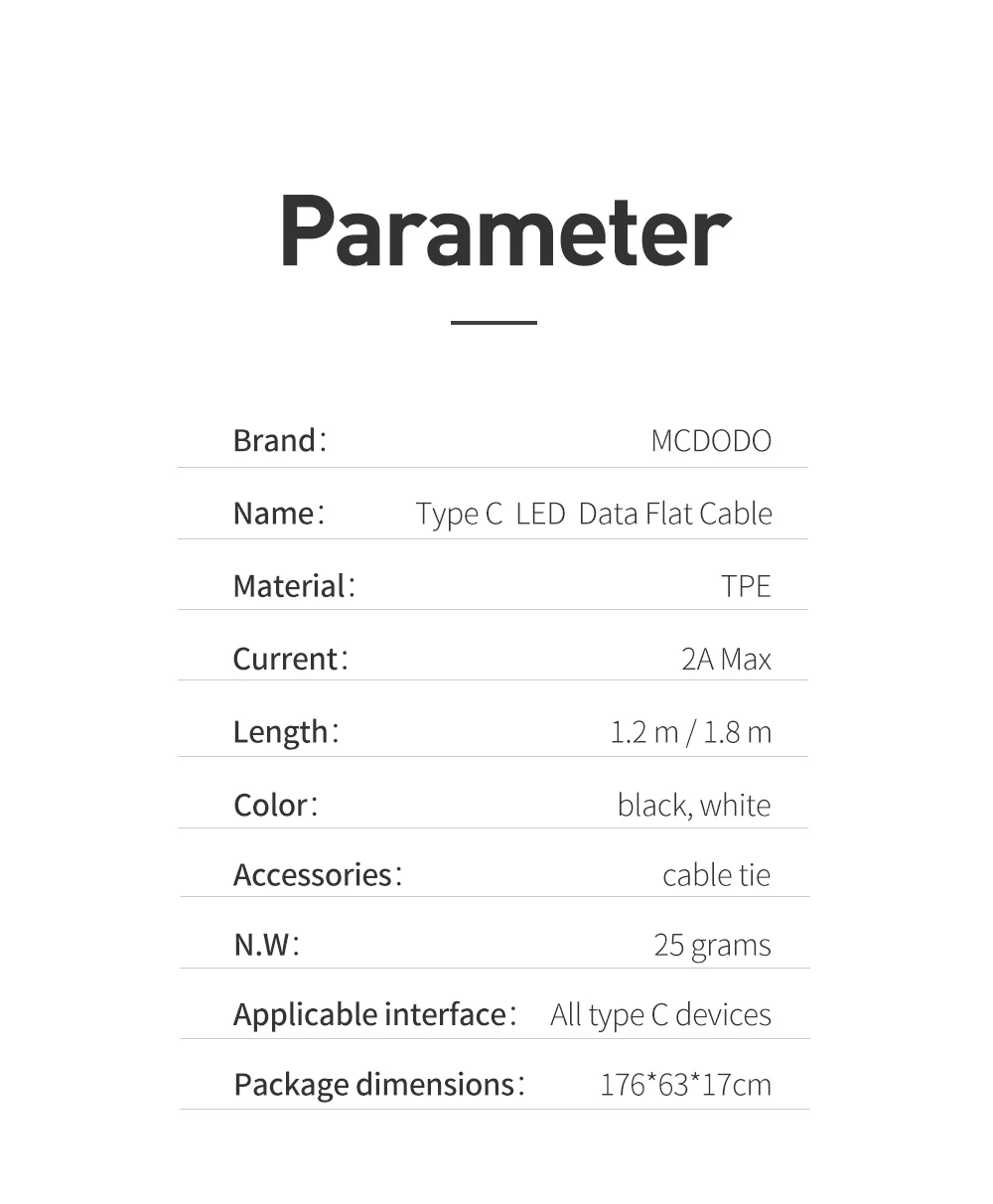 Mcdodo usb type C кабель для samsung S9 Быстрая зарядка 3A кабель для зарядки телефона USB C для Xiaomi mi9 Redmi note 7 A2 oneplus 6 t провод