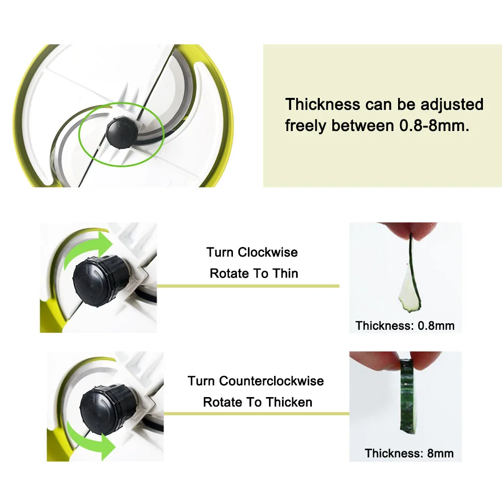 Фруктовый слайсер 0,8-8 мм толщина регулируемое ручное устройство резки овощей и фруктов с 3 intlet терка для лимонов кухонные аксессуары