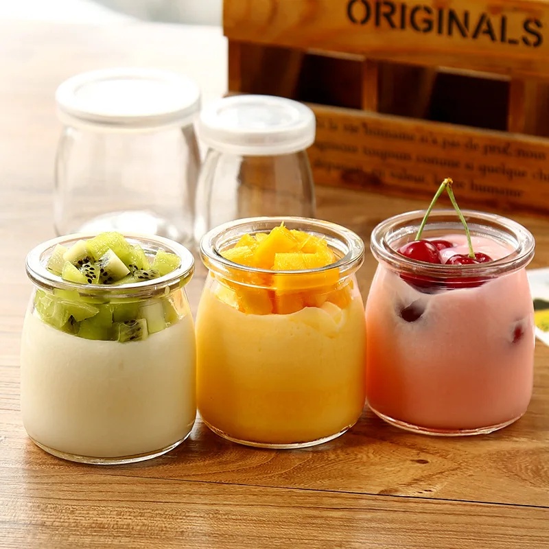 

Glass With Lid Milk Cup Jelly Mousse Glass Pudding Honey Yogurt Bottle Mini Baking Mold Food Storage Container Wishing Bottle