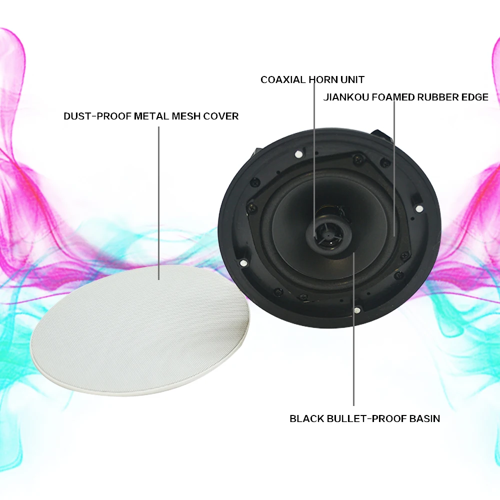 Хорошее качество безрамный коаксиальный звук коаксиальный ом потолочный динамик домашний аудио фоновые музыкальные системы