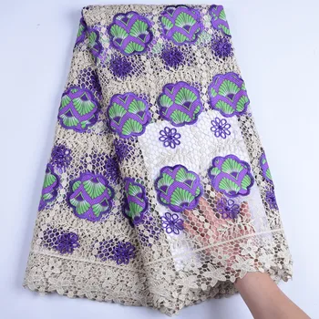 

Latest Style African French Water Soluble Lace Fabric 2019 African Cord Lace Embroidery Guipure Lace Fabric Nigerian Party Dress