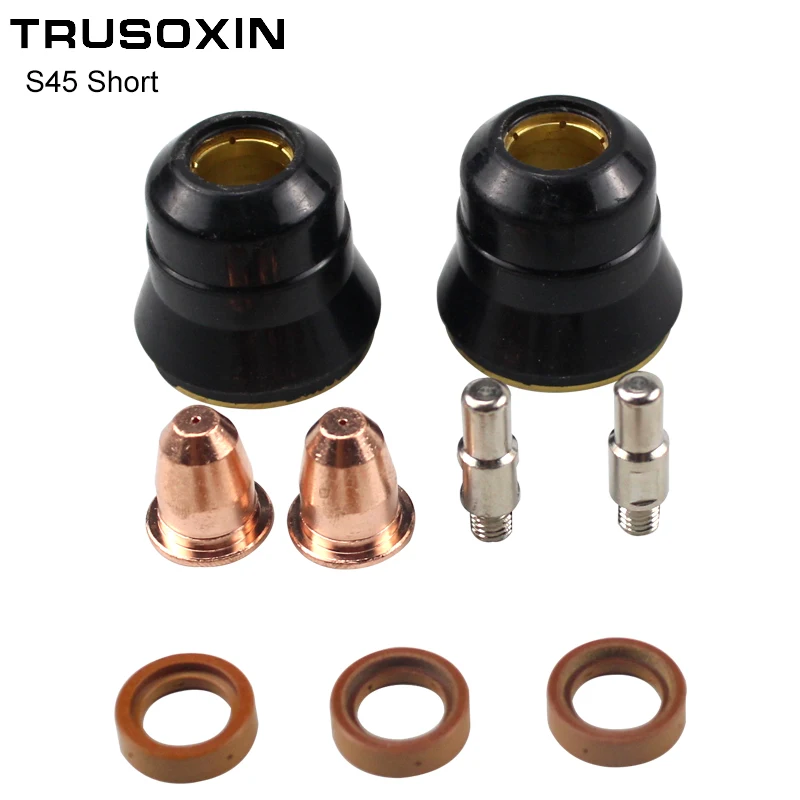 

12PCS Plasma Cutter S45 Torch Consumables Kit PR0110 Short Electrode PD0116 Short Tip Gas Diffuser PE0106 Nozzle Cup