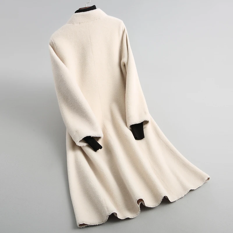 Moutons Beige camel Survêtement Laine Femelle 2018 noir Réel Wyq2046 Veste Stand Long Ayunsue Fourrure Manteau Manteaux Vestes Tonte Femmes Des De Collier Hiver tnRYxUqB