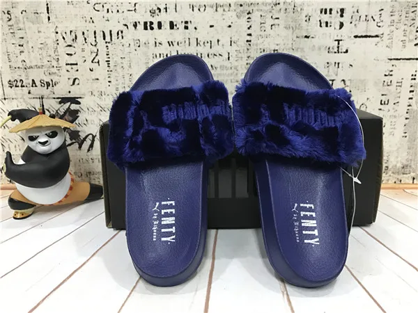 2018 Puma Rihanna Fenty co новый бренд puma плюшевые тапочки macarons фиолетовый женская обувь