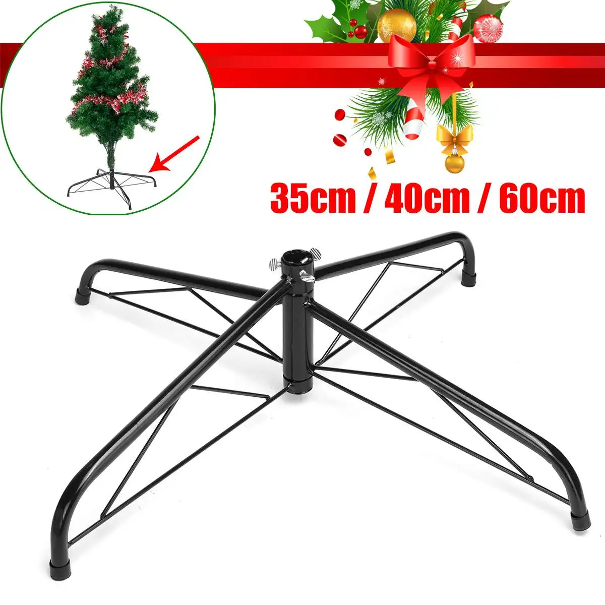 35 см/40 см/60 см новогодняя елка подставка Рождественская елка кронштейн зеленый металлический держатель База чугунная подставка украшение для рождественской вечеринки